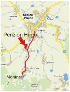 Mapa umístění penzionu Hugo